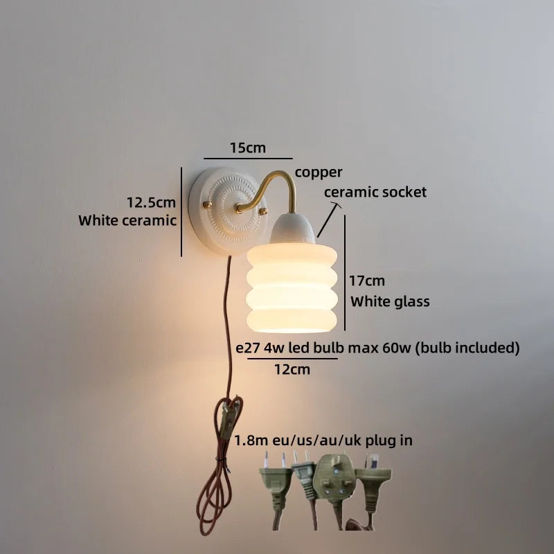Helnys Ceramic Glass LED Wall Light Mirror for Bathroom and Bedroom