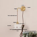 Helnys Ceramic LED Wall Lamp with Pull Chain Switch - Up Down Rotate Copper Mirror Light