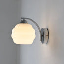 Helnys Nordic LED Wall Sconce with Switch, White Beige Glass, E27 Bulb, Bathroom Lights