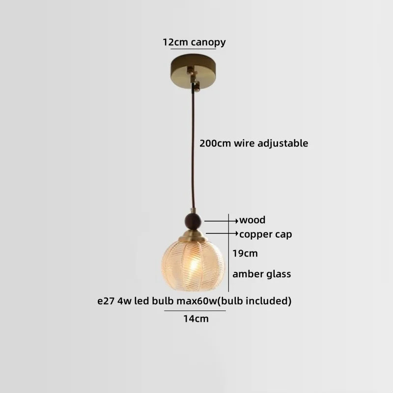 Helnys Clear Glass LED Pendant Lights Modern Hanging Lamp for Home Decor