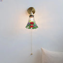 Helnys Flower Glass LED Wall Sconce Pull Chain Switch Rotatable Lamp