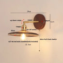 Helnys Walnut Wood LED Wall Light Fixture Glass Pull Chain Switch