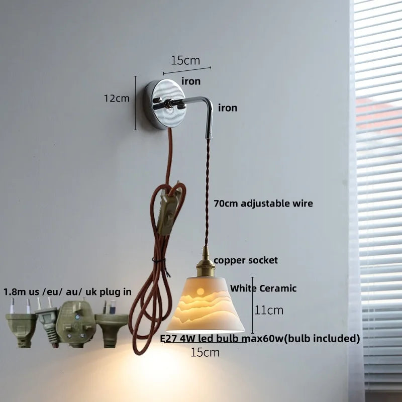 Helnys Ceramic LED Wall Lamp Modern Nordic Style Adjustable Home Decor