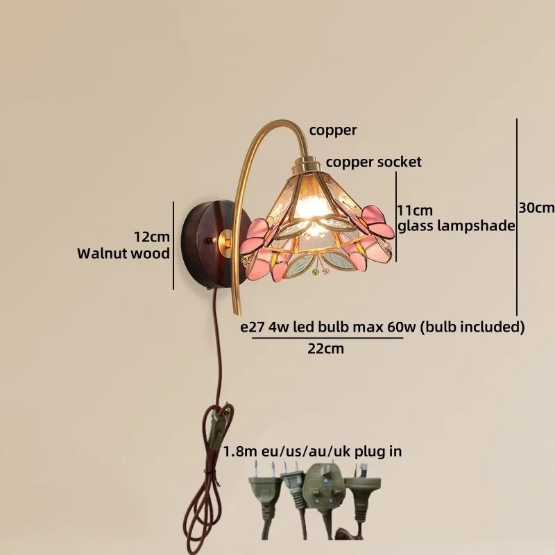 Helnys Flower Cloth LED Wall Lamp for Bedroom Girls - Wall Art Decor Stair Light