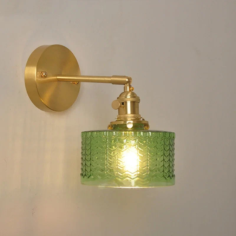 Helnys Nordic LED Wall Light Glass Up Down Rotate Copper Bedside Lamp