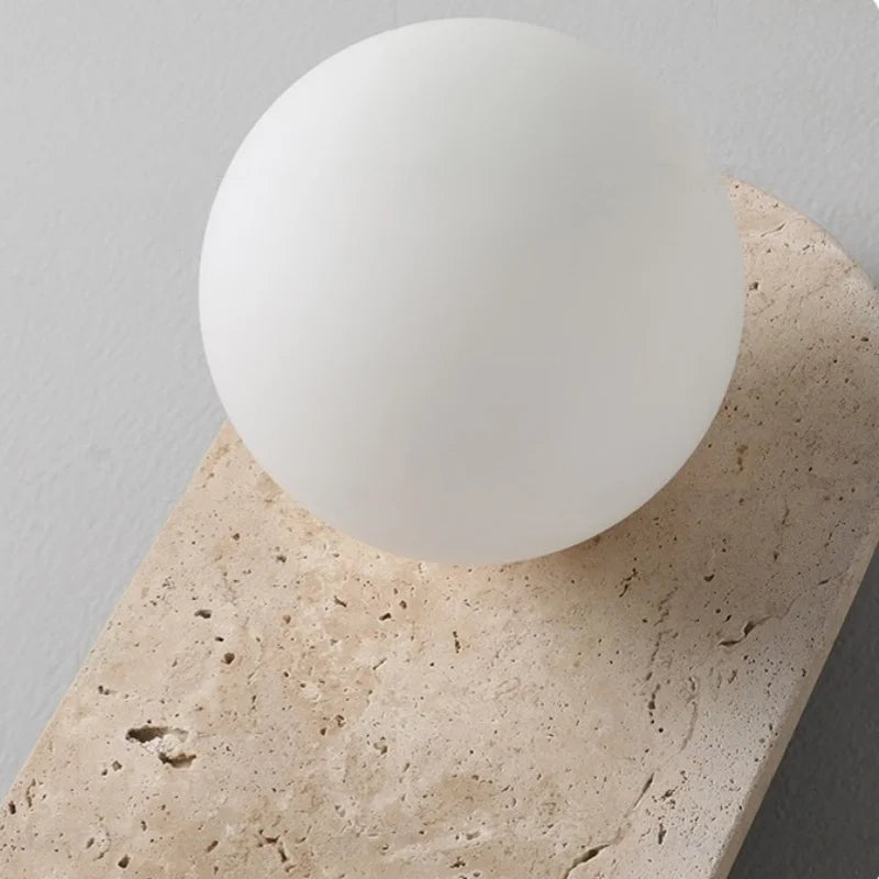 Helnys White Glass Stone LED Wall Lamp for Living Room Bedroom Wabi Sabi Mirror Light