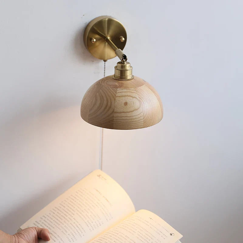 Helnys Ash Wood LED Wall Light Indoor Decor Lighting Wooden Bedside Lamp