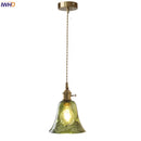Helnys Adjustable Copper Wire LED Pendant Lamps with Green Glass Shade