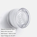 Helnys Glass Lampshade LED Wall Sconce, 4 Colors for Bedroom, Living Room, Bathroom