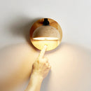 Helnys Black Iron LED Wall Light Fixture Nordic Modern Wood Bedside Lamp