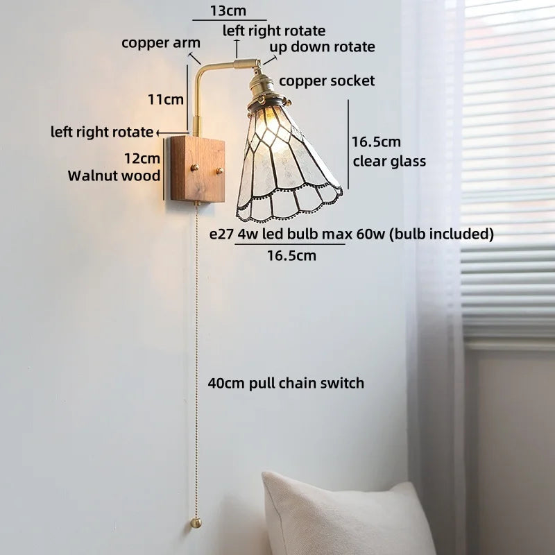 Helnys Square Glass LED Wall Lamp Gold Color Swing Arm Interior Lighting