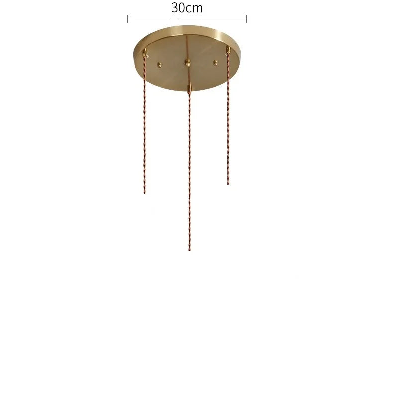 Helnys Green Glass LED Pendant Lamp with Copper Wood Handle for Dinning Living Room