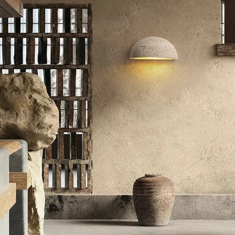 Helnys Yellow Travertine LED Wall Light for Aisle, Study, Porch, Ambiance Lighting