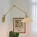 Helnys Ceramic Copper LED Wall Lamp, Adjustable Swing Arm Wall Light