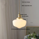 Helnys White Glass LED Pendant Lamp, Copper Hanging Light