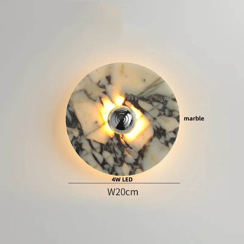 Helnys Marble LED Wall Sconce Round Modern Indoor Decor Light