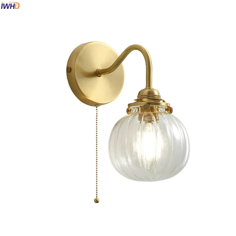 Helnys Modern Copper Wall Sconce with Glass Ball, LED Lights Fixtures