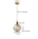 Helnys Modern Clear Glass LED Pendant Light Copper Socket for Home Indoor Decor