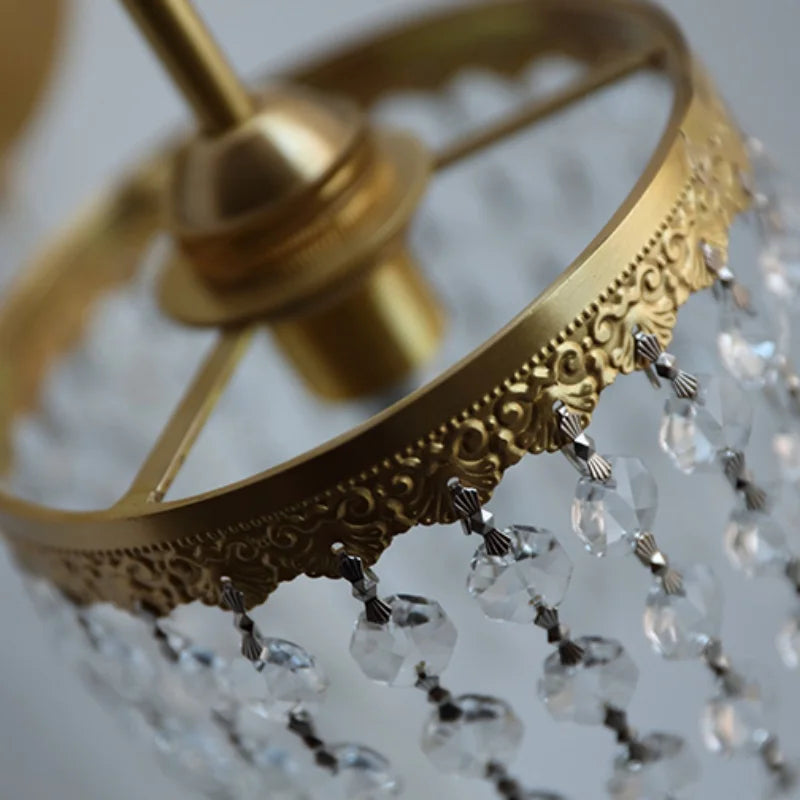 Helnys Crystal LED Wall Sconce Brass Mirror Light
