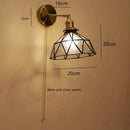 Helnys Green Glass Copper LED Wall Sconce with Pull Chain - Nordic Modern Wandlamp