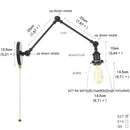 Helnys Vintage Swing Arm Wall Lamp with White Glass Shade