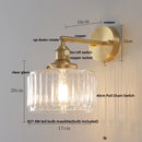 Helnys Clear Glass Up Down Rotate LED Wall Lights with Copper Knob Switch