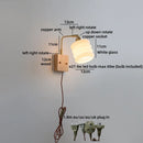 Helnys Nordic Decor LED Wall Sconce Gold Brass White Glass Pull Chain Bedroom Bedside Lamp