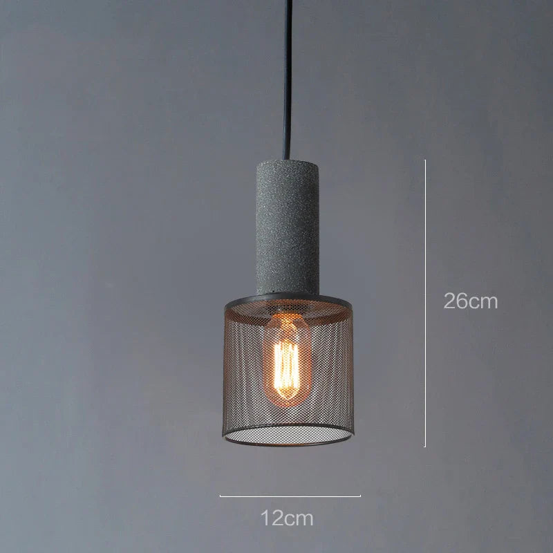Helnys Industrial Pendant Light Cement Metal Lampshade Nordic Hanging Lamp LED