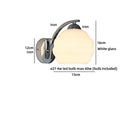 Helnys Nordic LED Wall Sconce with Switch, White Beige Glass, E27 Bulb, Bathroom Lights