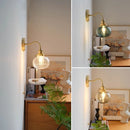 Helnys Green Class Ball LED Wall Light Fixture - Copper Socket Pull Chain Switch