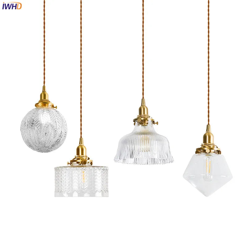 Helnys Clear Glass LED Pendant Light - Copper Nordic Modern Hanging Lamp
