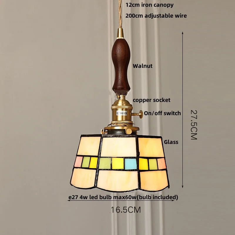 Helnys Blue Glass LED Pendant Light - Nordic Modern Adjustable Hanging Lamp
