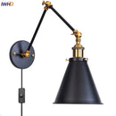 Helnys Retro LED Swing Arm Wall Sconce Black Industrial Vintage Loft Lamp