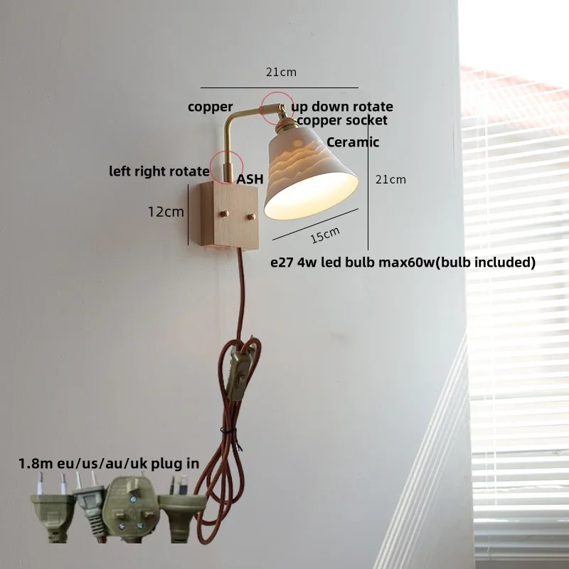 Helnys Rotatable LED Wall Light with Pull Chain Switch - Nordic Modern Design