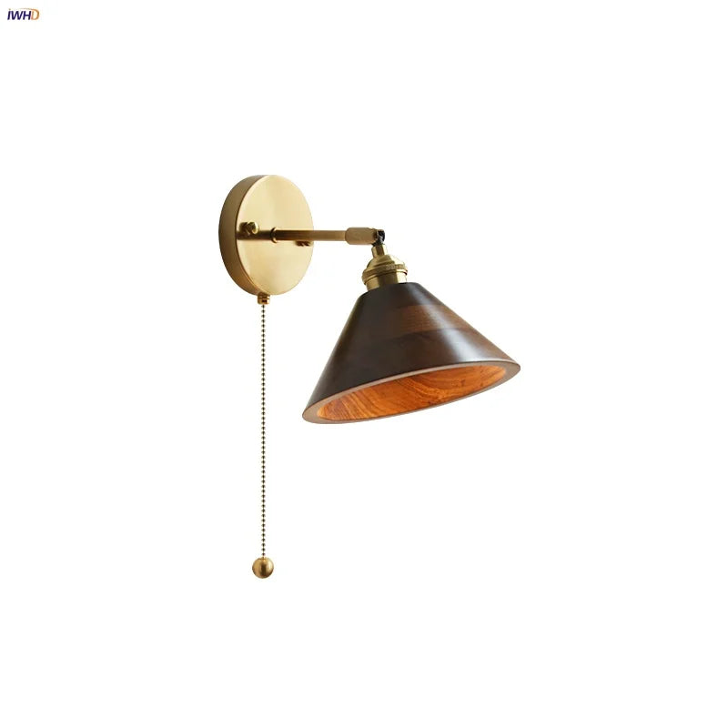 Helnys Copper Socket LED Wall Lights Pull Chain Switch Nordic Modern.arraycopy