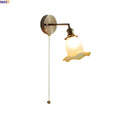 Helnys Flower Design LED Wall Light Yellow Pink Glass Bedroom Lamp