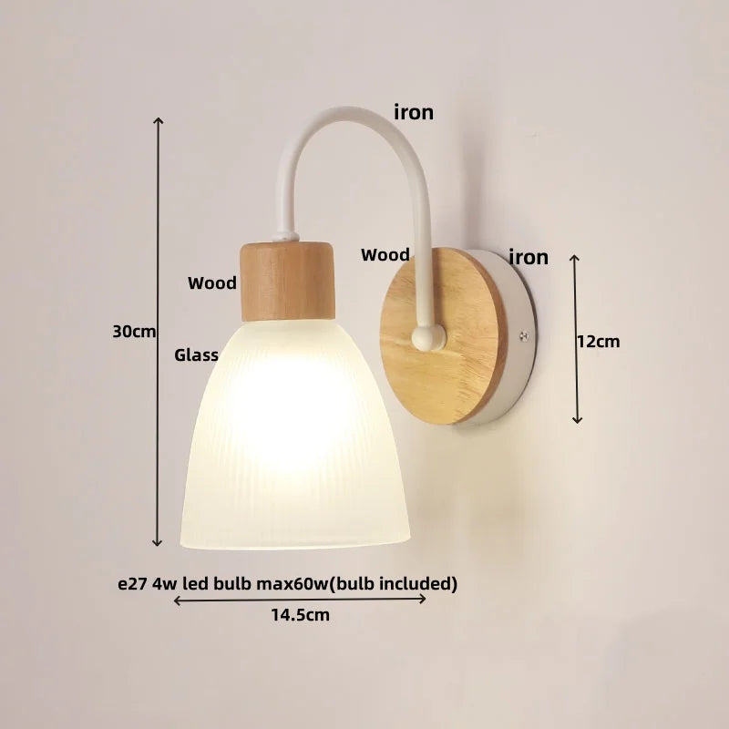 Helnys Simple LED Wall Lamp Sconce Modern Glass Bathroom Light