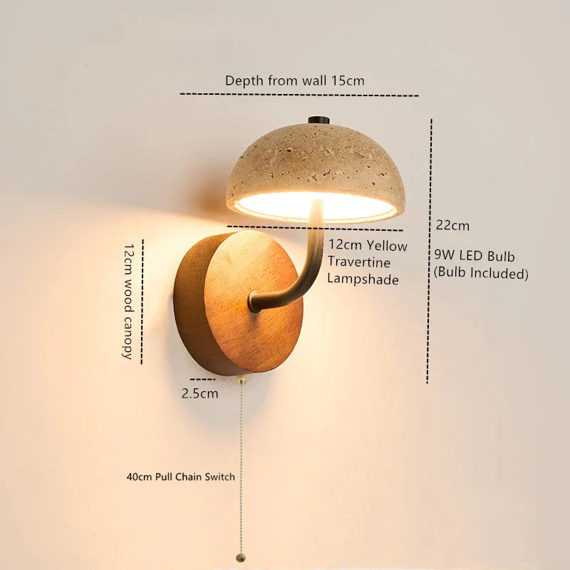 Helnys LED Wall Lamp in Walnut Yellow Travertine for Stair Living Room Lighting