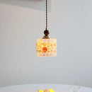 Helnys Nordic Glass LED Pendant Light Walnut Wood Adjustable Hanging Lamp