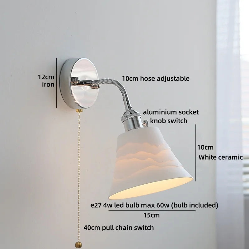 Helnys Round Glass Ball LED Wall Light - Gold Brass Base Nordic Bedroom Bedside Lamp