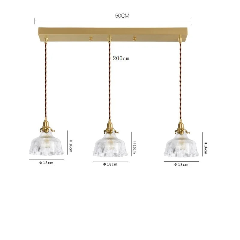 Helnys Clear Glass LED Pendant Light - Copper Nordic Modern Hanging Lamp