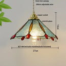 Helnys Tiffany Glass Pendant Lights Vintage Walnut Wood LED Hanging Lamp
