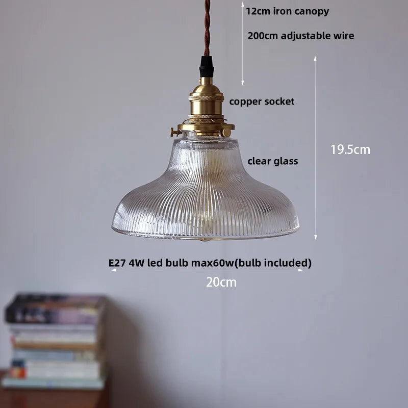 Helnys Glass Copper LED Pendant Lights Adjustable Nordic Modern Hanging Lamp