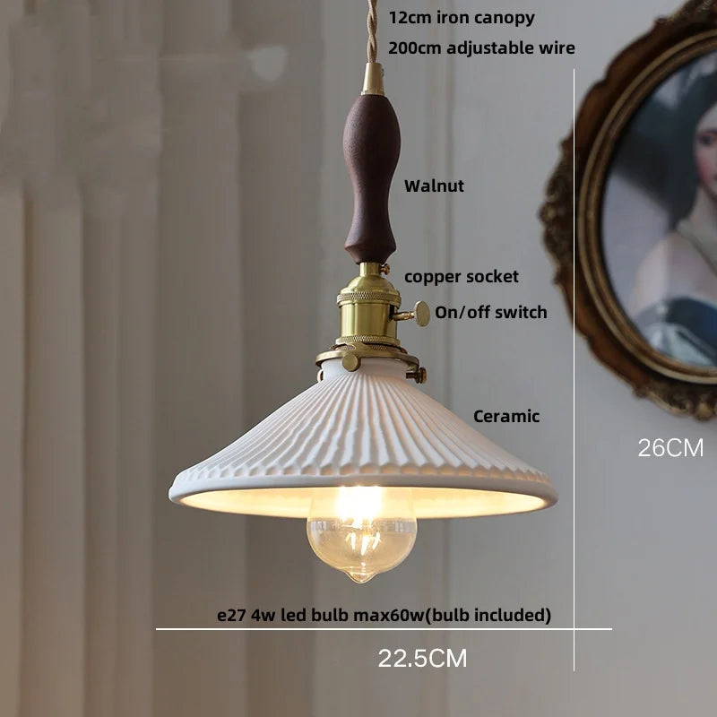 Helnys Flower Ceramic LED Pendant Lamp with Copper Socket, Adjustable Modern Hanging Light
