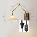 Helnys Copper Swing Arm LED Wall Light with Pull Chain Switch and Walnut Canopy