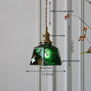 Helnys Vintage Europe Style LED Pendant Light with Wood, Copper, Glass Lampshade