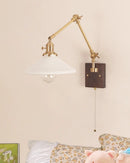 Helnys Rotatable Wood Ceramic Wall Sconce with Pull Chain Switch