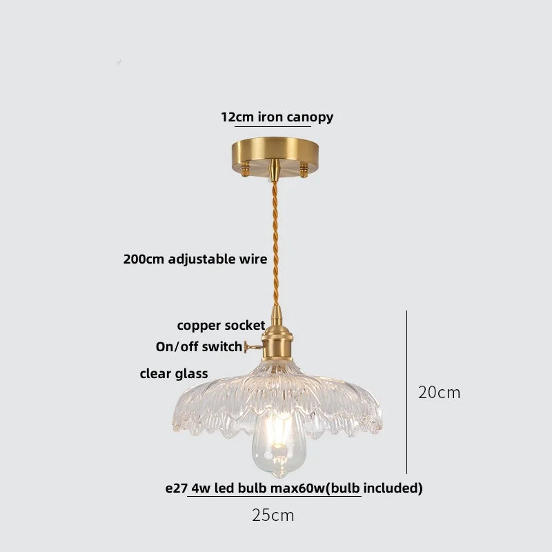 Helnys Green Glass LED Pendant Lights Modern Nordic Kitchen Hanging Lamp