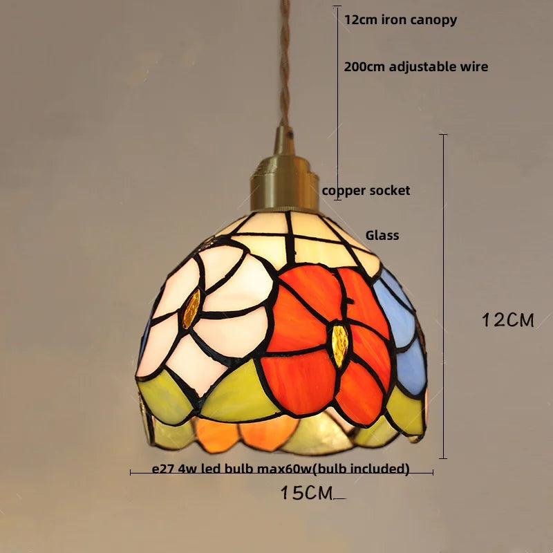 Helnys Tiffany Glass Pendant Light for Home Decor and Hotel Hallways