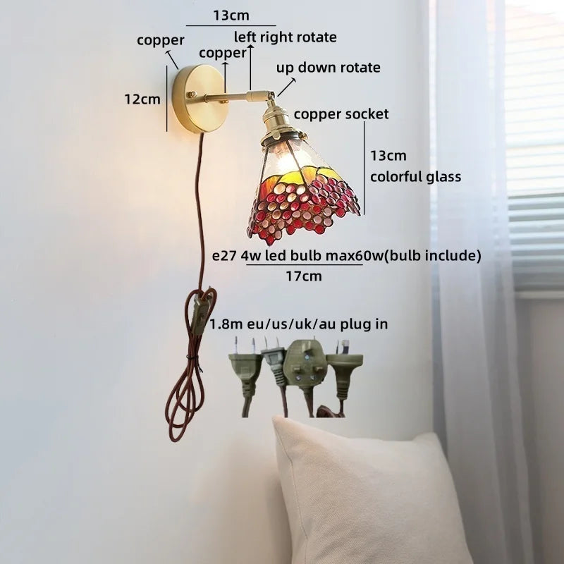 Helnys Glass LED Wall Sconce Switch Living Room Bedroom Kitchen Stair Light